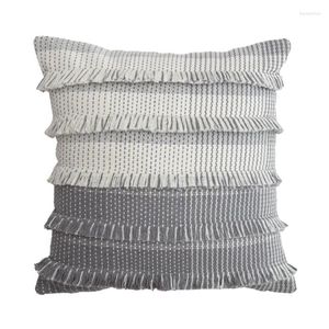 Pillow Retro Room Gray Tassels Cover Art Industry Style Decorative Case Geometric Coussin Sofa Chair Bedding