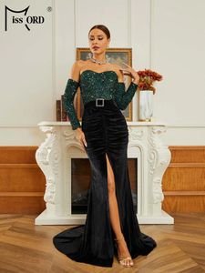 Sukienki swobodne Missord Elegancka impreza dla kobiet 2024 Bezpośrednio panel Ruche Evening Długość podłogi sukienka