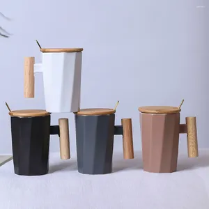 Tazze in legno maniglia tazza in ceramica per tè tazze di caffè originale anno termico Natale bella birra anime