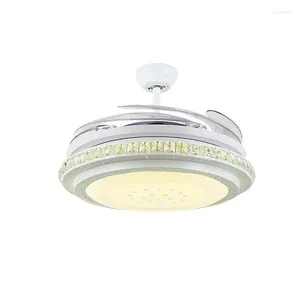 Ventile a soffitto invisibile con soggiorno leggero camera da pranzo Remoto Control DC Motore a 6 velocità Crystal Chandeliers ventilatori