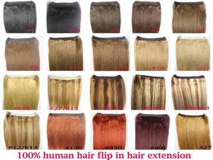 16 28 inches 80g200g 100 Brazilian Remy Flip Human Hair Extensions One Piece Set Fish Line No Clips Natural Straight6246953