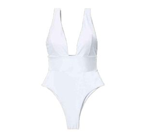 Deep v biały truczący stringi kostium kąpielowy Kobiety jednoczęściowy strój kąpielowy Bodysuit6498069