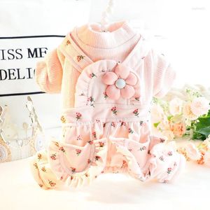 Hundkläder blommor overaller kläder söt blomma ficka design små hundar kläder katt vinter tjock söt kawaii jumpsuit husdjur produkter