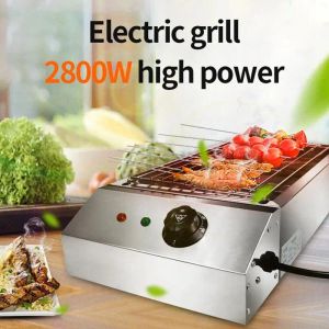 Krukor 2800W elektriskt rostfritt stål grill ugn hushåll elektrisk panna lätt olja rökfri grillkruka multifunktionell bbq ugn