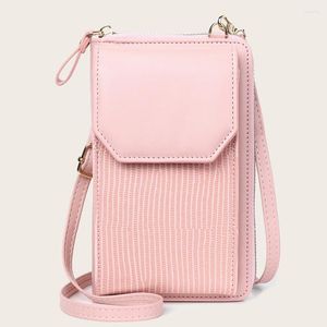 Bolsas de ombro Bolsa de moda Mulheres carteira Bolsa de couro Telefone celular Suporte de cartão de cor sólido Handbag Money Coin Girls