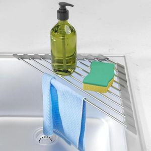 Kitchen Storage Triangle Dish Drying Rack Sink Drain Foldable Roll Up Sponge Rag Shelf Faucet Holder Organizer