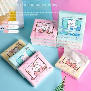 Tissue 16 Packs of Cartoon Printing Handkerchiefs 4 Layers of Thickened Portable Small Packs of Napkins Facial Tissues Can Be Wet Water