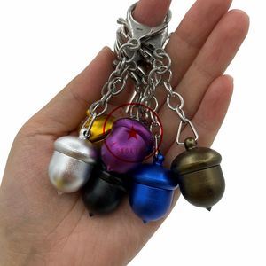 Mini Colorful Smoking Aluminium Alloy Acorns Shape Storage Container Snuff Bottle Pill Spice Miller Herb Tobacco Case Pill Stash Keychain Cigarette Holder DHL