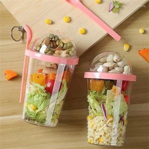 Storage Bottles Modern Style Plastic Cup No Cross Flavor Wet Separation Sealed Container Set Lunch Box Food Grade Fresh Colors Oat