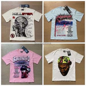 Camisetas masculinas de Czkq Men, camiseta da camisa hellstar, estampa de cabeça lava-cofre de algodão lavado com manga curta designer de manga curta S-xl