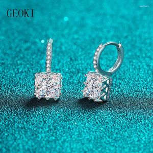 Серьги -шпильки Geoki Pt950 Platinum 10K Белое золото Всего 2 Ct Perfect Cut There Dail Test D Цвет VVS1 квадратный мойссанит винт