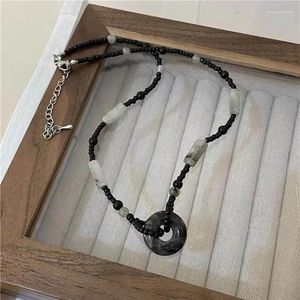 Pendant Necklaces Coloured Glaze Beads Necklace Resin Safety Buckle Clavicle Chain