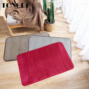 Bath Mats TONGDI Bathroom Carpet Absorbent Mat Pattern Coral Velvet Soft Shower Elastic Non-slip Decoration For Living Kitchen