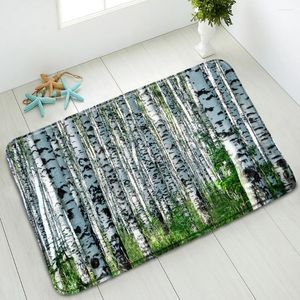 Bath Mats Forest Non-Slip Mat Natural Scenery Tree Plant Bedroom Kitchen Doormat Indoor Floor Absorbent Carpet Washable Foot Pad