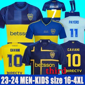 23 24 24 BOCA Juniors Trzecie koszulki piłkarskie Specjalne Cavani 2023 2024 Koszulki piłkarskie Zestaw dla dzieci Janson Villa Fernandez Benedetto Zeballos Blondel Barco Rozmiar xxxl 4xl 4xl