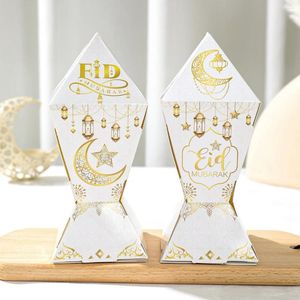 Gift Wrap 4pcs Ramadan Box Lantern Shape Candy Eid Mubarak Decoration 2024 Packing Pouch Islamic Muslim Party Decor Supplie