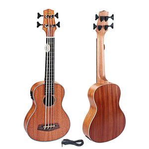 Pegs 30 inç Elektrik Ukulele Bas EQ Sapele Retro Kapalı Düğmesi Dört Dizeler Gitar Ahşap Hawaiian Guitarra Ukulele Müzik Enstrümanları