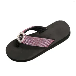 Tofflor kvinnors sommar flip flops klipp tå roston case bekväm strandskor tjock plattform som går platt sandaler zapato