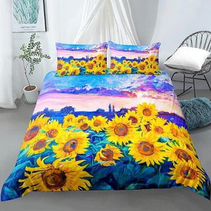 Bedding Sets Beautiful Sunflower Pattern Printed Set For Bedroom Quilt Cover Duvet Comforter With Pillowcases Home Bed Decor