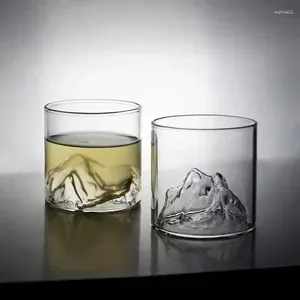 와인 잔 7cm 200ml 일본 스타일 위스키 컵 산 모양 유리 음주 예술 작품 투명 수제 창의성 물 용기