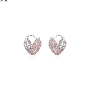 Designer Love Earrings Womens Trendy Instagram Ear Buckles Unik Design Feeling Pink Diamond Zircon Stones