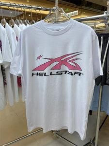 Último Hellstar da Europa e America Vintage Letra Longa Letra Impressão 1: 1 Rótulo High Street Luxo Camiseta grossa