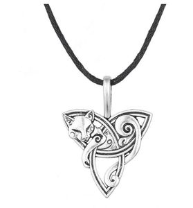 JF064 Viking vintage religious animal Fox charm Triangle hollow pendant women necklace amulet rope necklaces whole6379126