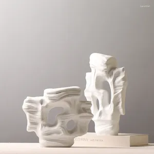 Vazolar Nordic Basit Seramik Vazo Oturma Odası Pot RETRO Beyaz Düzensiz Şekil Yaratıcı Dekor Dekorasyon Modern