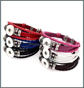 Charm Bracelets Noosa Punk Mtilayer Snap Knopf Armband DIY 18mm Ingwer geflochten