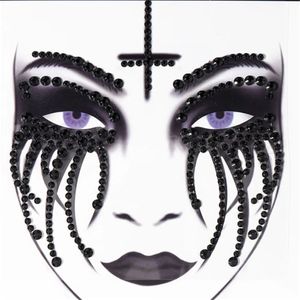 Halloween Fake Tattoo Skull Bone Face Art Jewelry Sticker för Carnival Night Clubing Makeup Body 240408