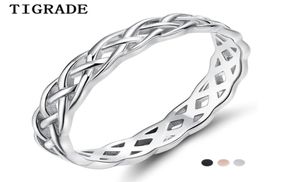 TIGRADE 925 Sterling Silver Ring Women Celtic Knot Eternity Wedding Band High Polish Classic Stackable Simple Rings5429592