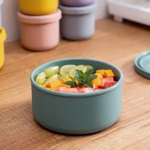 Dinnerware Silicone Fresh-Keeping Box With Lid Microwave Bento Lunch Salad Fruit Bowl Portable Camping Picnic Storage Crisper