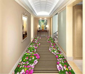 Wallpapers Garden Boardwalk Beautiful 3D Floor Waterproof Self-adhesive Decor Mural PVC Wallpaper