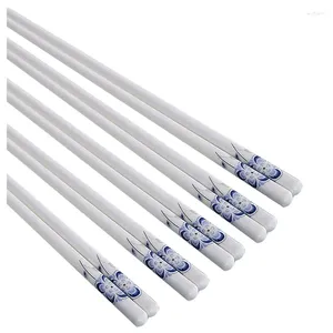 Chopsticks 5 Pairs Porcelain - Reusable Dishwasher Safe Chop Sticks Gift Set 9 1/2 Inches