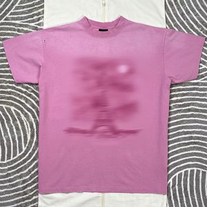 플러스 사이즈 24 SS 남녀 남자와 여자 플러스 티셔츠 폴로스 빈티지 일반 니트 직물 핑크 대형 짧은 슬리브