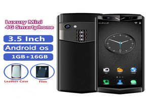 Freischaltete Super Mini 4G LTE Android Smartphone Luxus Metal 35 -Zoll -Face ID Support Google Play Dual Sim Card Leder Mobiltelefon4770400