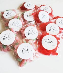 Wrap Prezent 50pcs Wedding Candy Favors i naklejki - jej ulubione jego puste z nadrukowanymi etykietami DIY