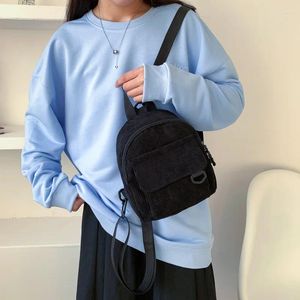 Backpack Backback For Women Small Corduroy Shoulder Bags Light Casual Soft Plush Females Student Cute Fashion Autumn Zipper Open