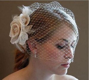 Birdcage Veils Flowers Feather Blusher Birdcage Bridal Wedding Hair Pieces Brudtillbehör Cap Hat