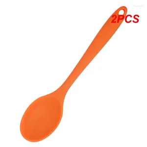 Spoons 2PCS Silicone Spoon Non-Stick Oval Tablespoon Tableware Rice Ladle Stirring Dinner Scoops Kitchen Supplies Cooking Tool