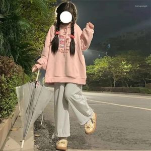 Women's Two Piece Pants 2024 Set Spring And Autumn Thin Hooded Sweetheart For Female Students Casual Mesh Red Wear Fashion