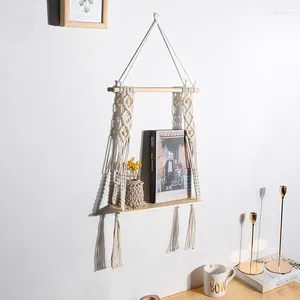 Piastre decorative a mano macrame rastrelliere per pianta camera da letto decorazione boho decorazione in legno per la parete appesa mensole pentola fiori