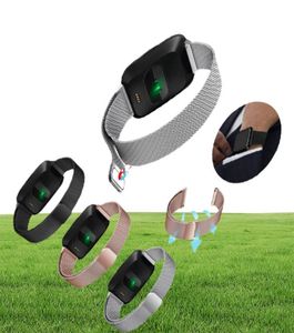 Milanese Loop Strap Wrist Band Ersättning för Fitbit Versa Versa 2 rostfritt stål Watch Band Magnetic Lock Armband7058191