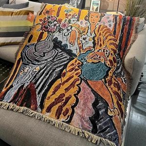 Decken gelbe Robed Lady werfen Decke Sofa Dekorative Slipcover Cobertor auf Nicht-Schlupf-Nähen Multifunktionsgeschenk