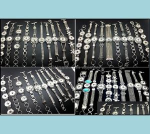 Charm Bracelets Jewelry Whole 20Pcs Lot Different Style Sier Snap Bracelet Interchangeable Diy Jewely Bangle Fit 18Mm Ginger C5323215