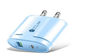 Mobiltelefonladdare USB hög kvalitet 20W snabb laddning PD AC Dual Port High Power Adapter Professional Whole2735661