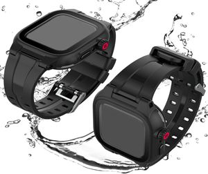 Apple Watch Caseシリーズ5 4 3のスクリーンプロテクターの防水カバー付きSport Watchands 44mm 4390048用シリコンバンドストラップ