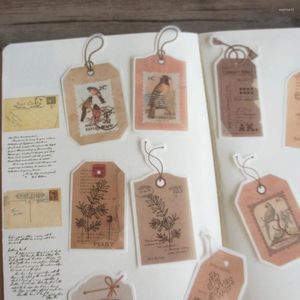 Подарочная упаковка 38pcs Old Time Tag Sticker Bird Bird Letter Style Scripbooking Diy упаковочный этикетка