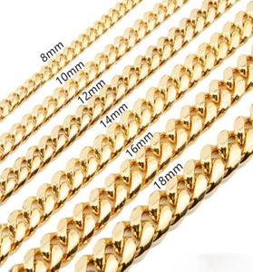 8mm10mm12mm14mm16mm Necklace Miami Cuban Link Chains Stainless Steel Mens 14K Gold Chain High Polished Punk Curb good quality331499252262