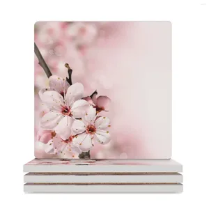 Table Mats Blossom In Pink Ceramic Coasters (Square) Coffee Cup Stand Mug Mat Tile